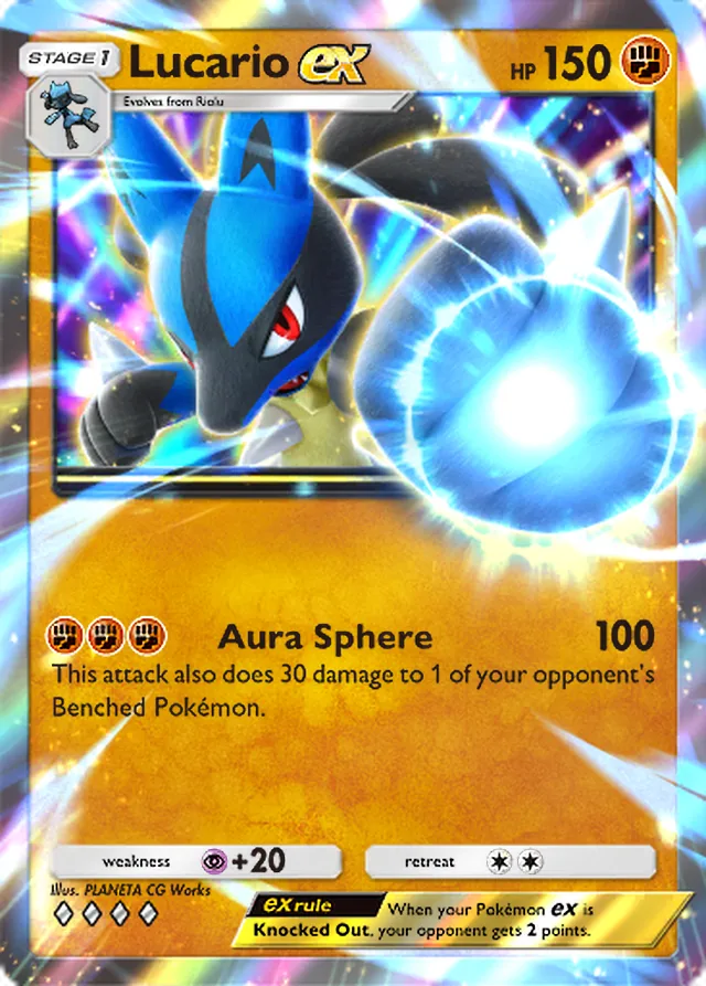 Lucario ex, Shining Revelry #043, Stage 1 Fighting Pokémon, illustrated by PLANETA CG Works