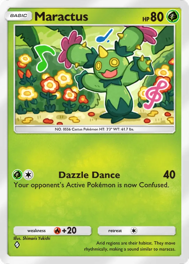 Maractus, Mega Rising #019, Basic Grass Pokémon, illustrated by Shimaris Yukichi