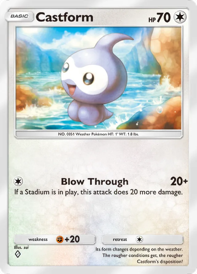 Castform, Pulsing Aura #133, Basic Colorless Pokémon, illustrated by sui