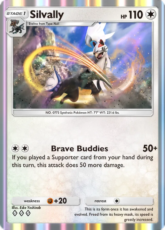 Silvally, Extradimensional Crisis #061, Stage 1 Colorless Pokémon, illustrated by Eske Yoshinob