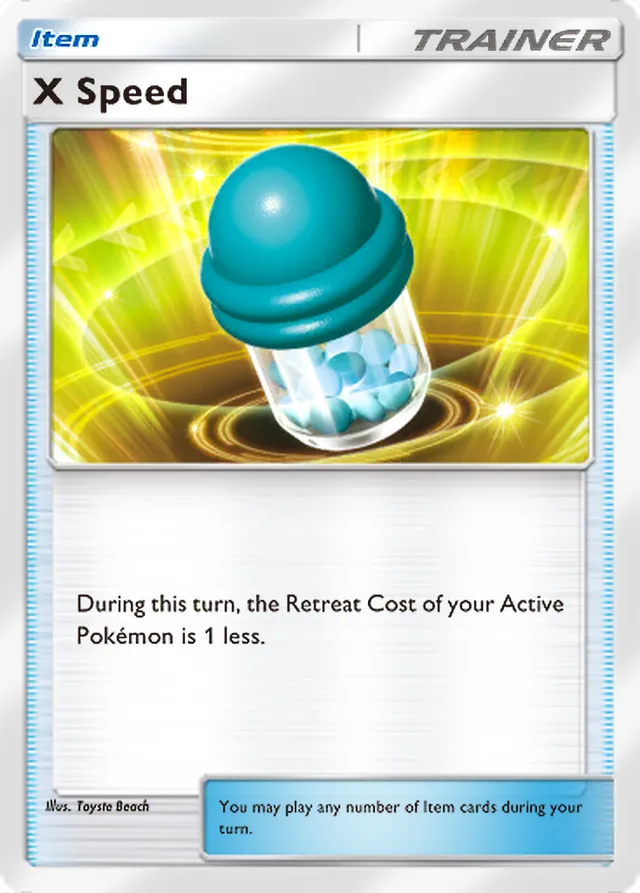 X Speed, Promo-A #002, Trainer card, illustrated by Toyste Beach