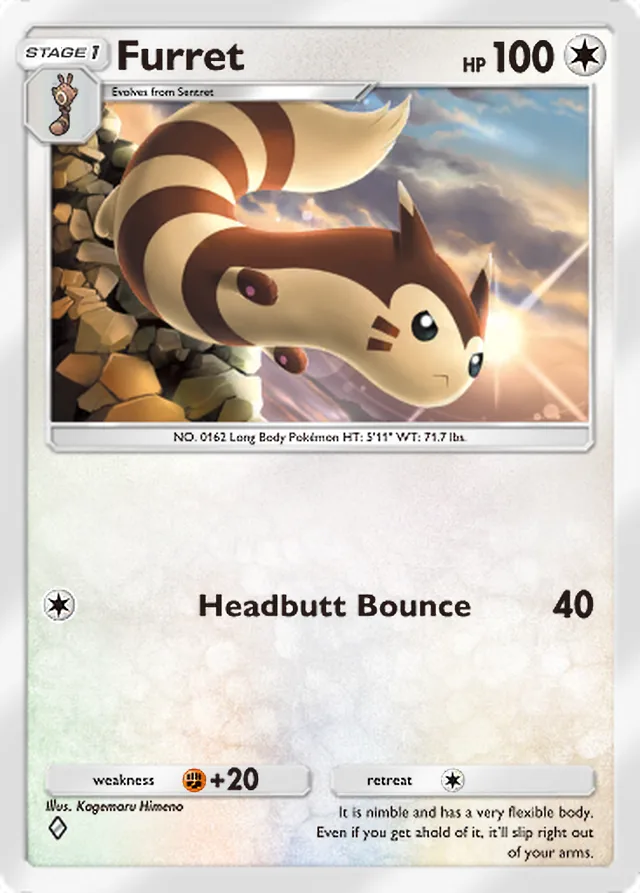 Furret, Fantastical Parade #129, Stage 1 Colorless Pokémon, illustrated by Kagemaru Himeno