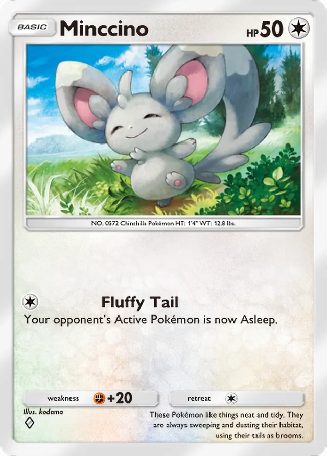 Minccino, Pulsing Aura #142, Basic Colorless Pokémon, illustrated by kodama