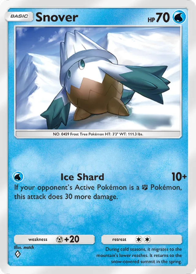 Snover, Space-Time Smackdown #044, Basic Water Pokémon, illustrated by match