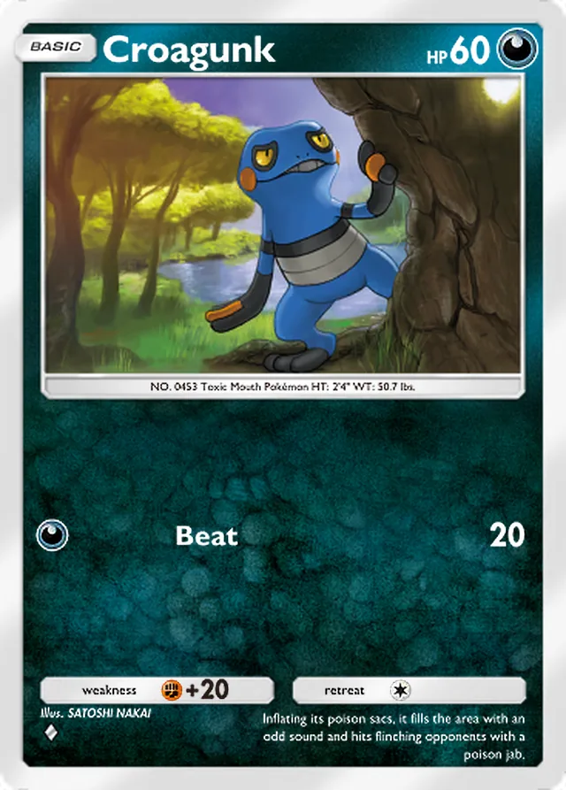 Croagunk, Triumphant Light #051, Basic Darkness Pokémon, illustrated by SATOSHI NAKAI