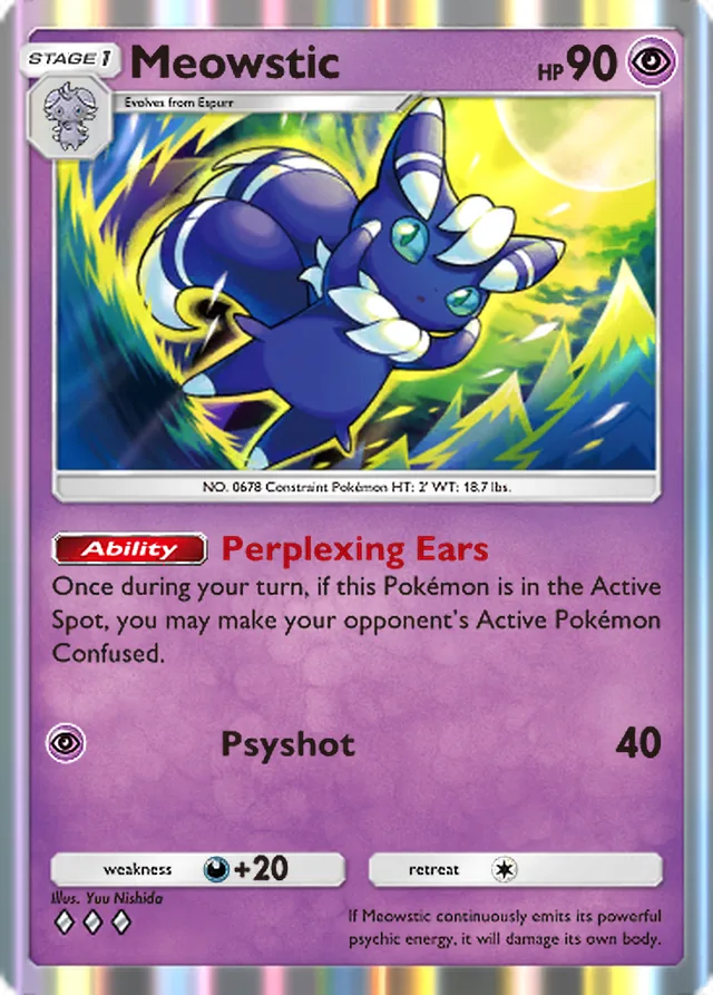 Meowstic, Pulsing Aura #066, Stage 1 Psychic Pokémon, illustrated by Yuu Nishida