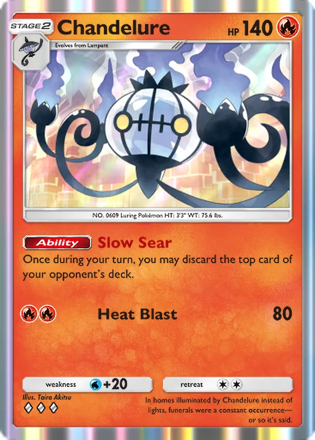 Chandelure, Mega Rising #043, Stage 2 Fire Pokémon, illustrated by Taira Akitsu