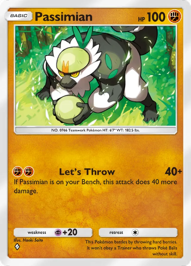 Passimian, Extradimensional Crisis #034, Basic Fighting Pokémon, illustrated by Naoki Saito