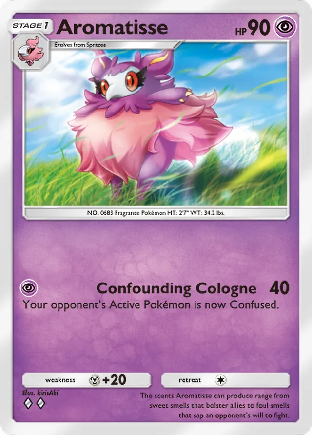 Aromatisse, Mega Rising #116, Stage 1 Psychic Pokémon, illustrated by kirisAki