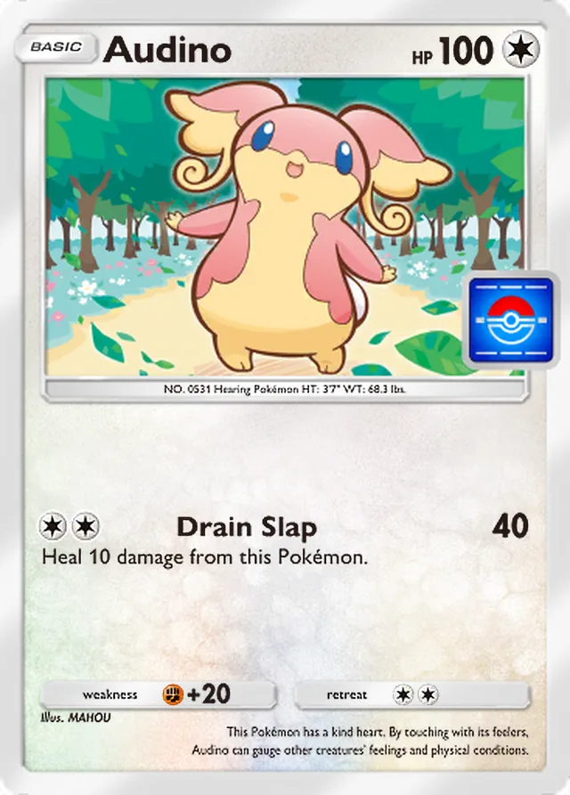 Audino, Promo-A #089, Basic Colorless Pokémon, illustrated by MAHOU