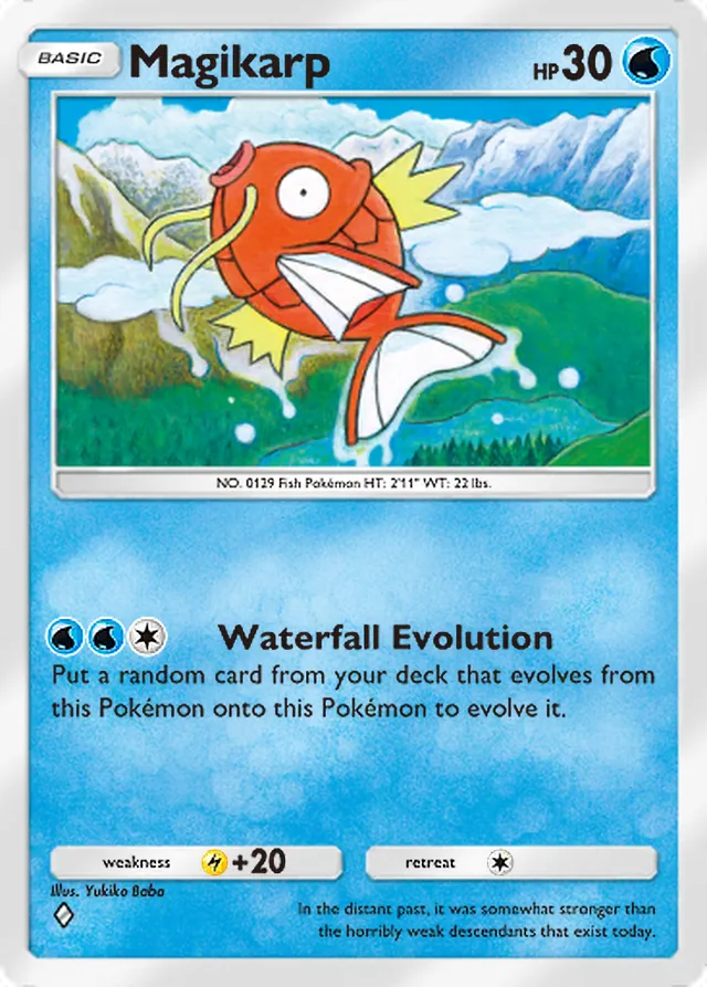 Magikarp, Mega Rising #050, Basic Water Pokémon, illustrated by Yukiko Baba