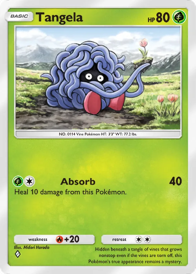 Tangela, Genetic Apex #024, Basic Grass Pokémon, illustrated by Midori Harada