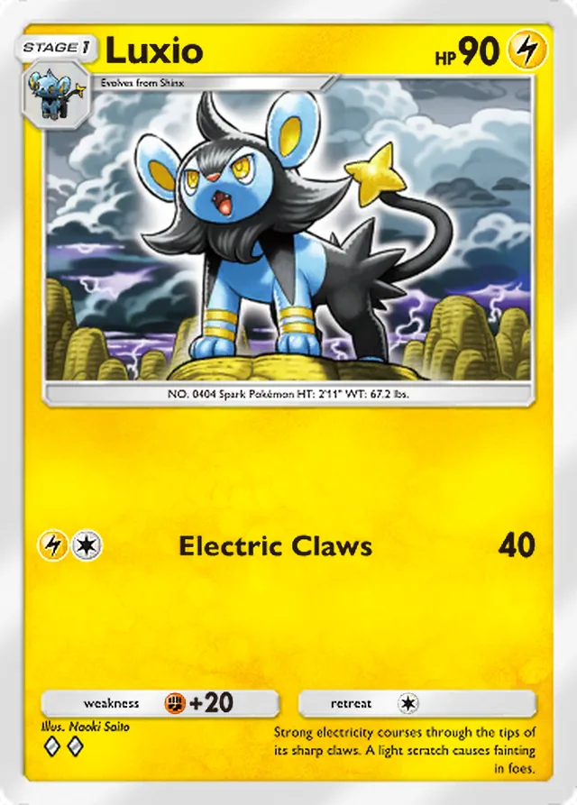 Luxio, Space-Time Smackdown #059, Stage 1 Lightning Pokémon, illustrated by Naoki Saito
