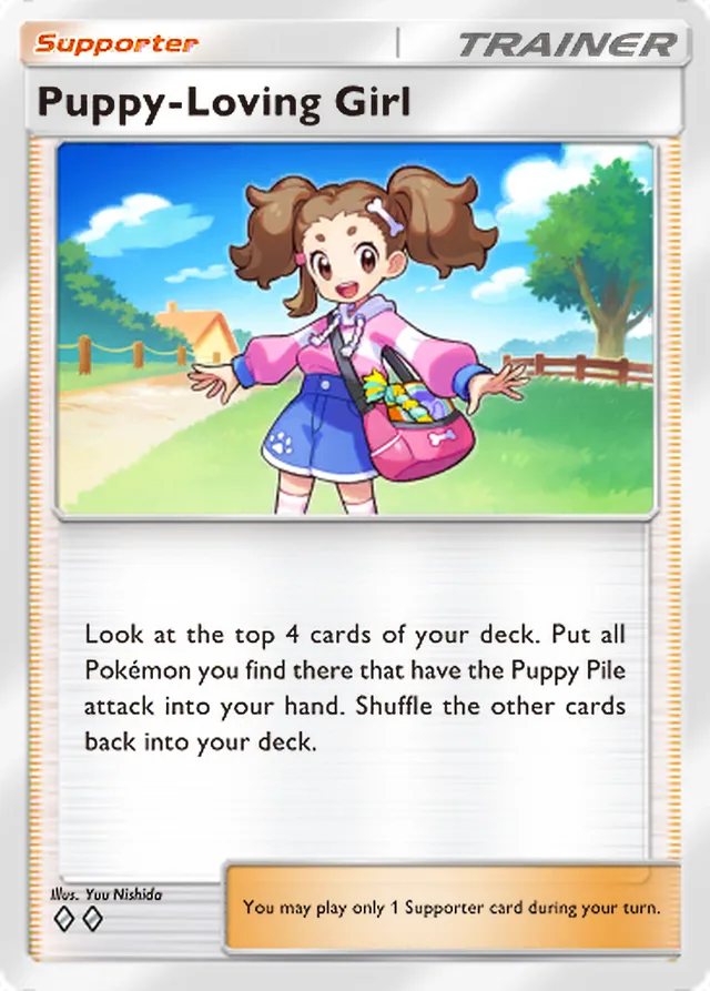 Puppy-Loving Girl, Everyday Wonders #067, Trainer card, illustrated by Yuu Nishida