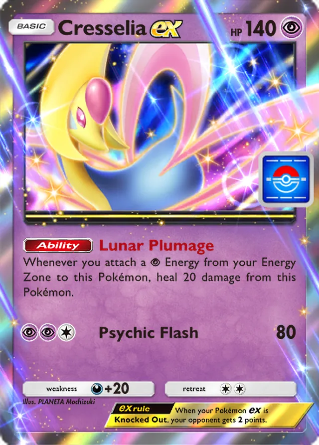 Cresselia ex, Promo-A #037, Basic Psychic Pokémon, illustrated by PLANETA Mochizuki
