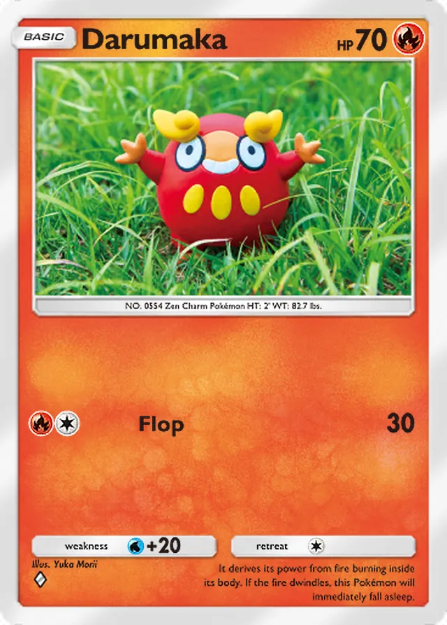 Darumaka, Wisdom of Sea and Sky #035, Basic Fire Pokémon, illustrated by Yuka Morii