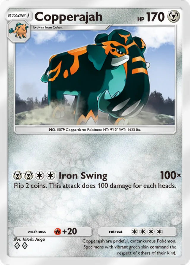 Copperajah, Paradox Drive #050, Stage 1 Metal Pokémon, illustrated by Hitoshi Ariga