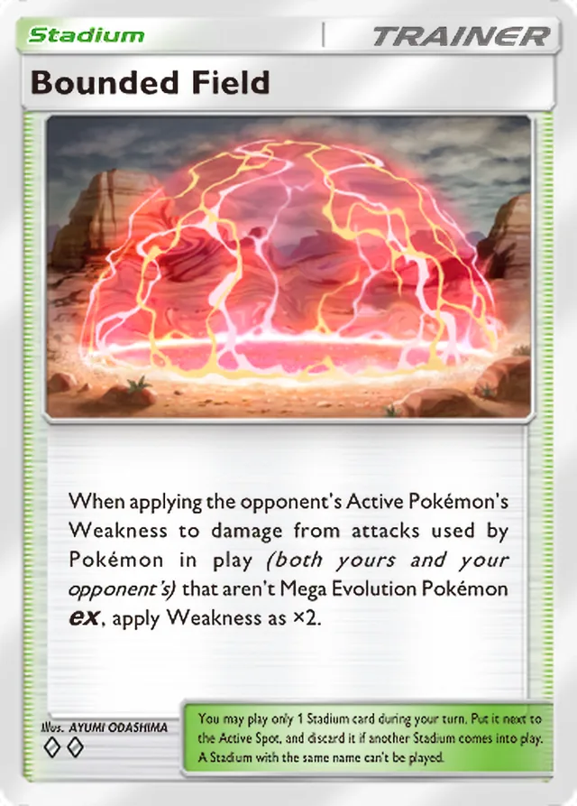 Bounded Field, Pulsing Aura #155, Trainer card, illustrated by AYUMI ODASHIMA