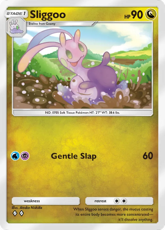 Sliggoo, Mega Rising #178, Stage 1 Dragon Pokémon, illustrated by Atsuko Nishida