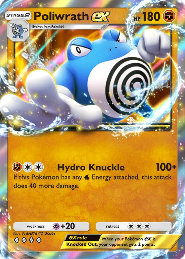 Poliwrath ex, Secluded Springs #042, Stage 2 Fighting Pokémon, illustrated by PLANETA CG Works