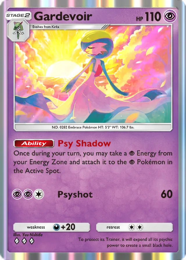 Gardevoir, Genetic Apex #132, Stage 2 Psychic Pokémon, illustrated by Yuu Nishida