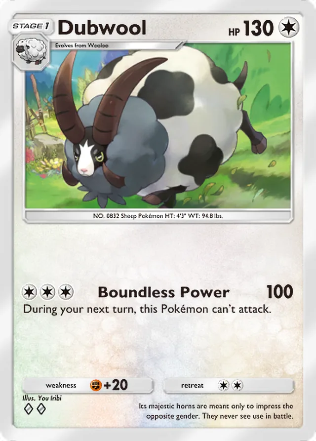 Dubwool, Mega Rising #212, Stage 1 Colorless Pokémon, illustrated by You Iribi