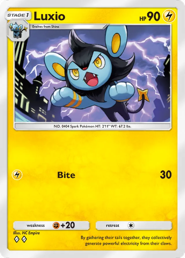Luxio, Mega Rising #087, Stage 1 Lightning Pokémon, illustrated by NC Empire