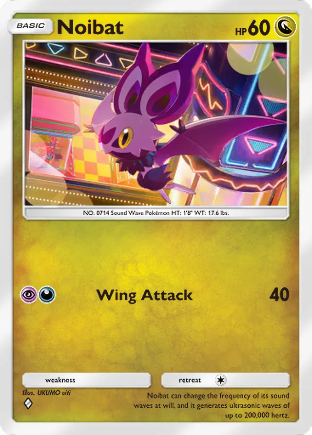 Noibat, Ruler of the Skies #121, Basic Dragon Pokémon, illustrated by UKUMO uiti