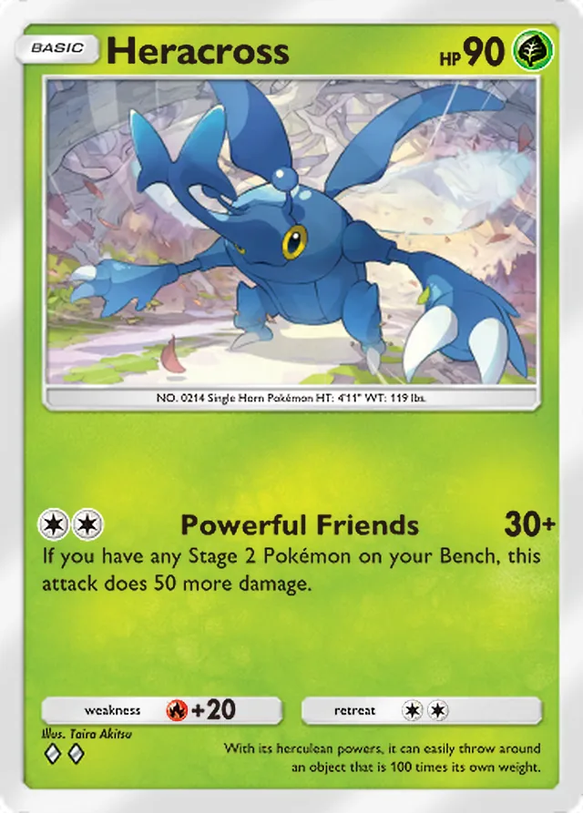 Heracross, Pulsing Aura #003, Basic Grass Pokémon, illustrated by Taira Akitsu