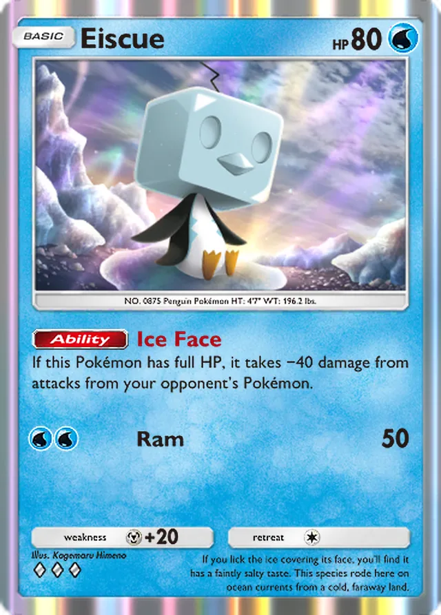Eiscue, Mega Rising #080, Basic Water Pokémon, illustrated by Kagemaru Himeno