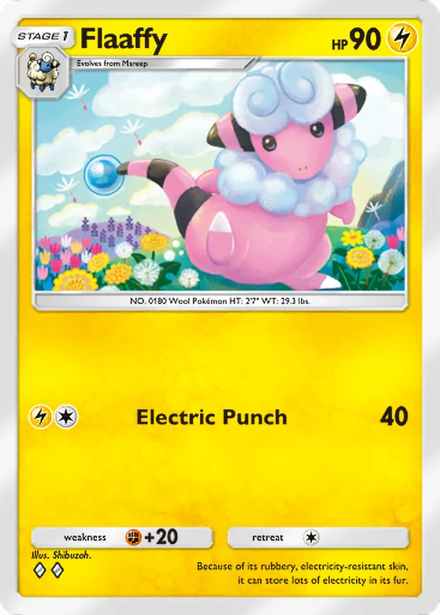 Flaaffy, Mega Rising #083, Stage 1 Lightning Pokémon, illustrated by Shibuzoh.