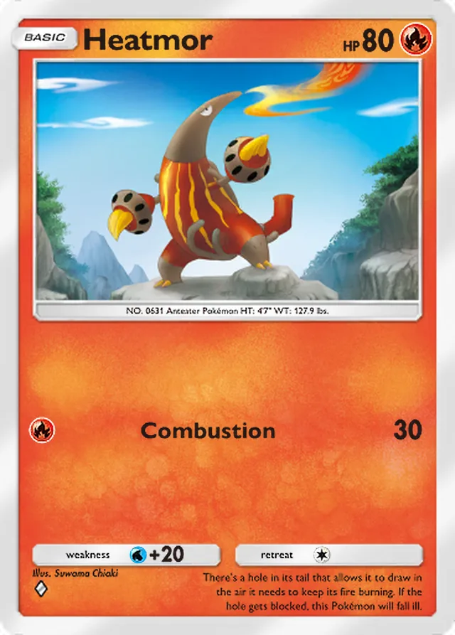 Heatmor, Genetic Apex #048, Basic Fire Pokémon, illustrated by Suwama Chiaki
