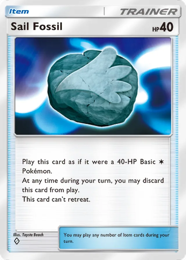 Sail Fossil, Fantastical Parade #146, Trainer card, illustrated by Toyste Beach