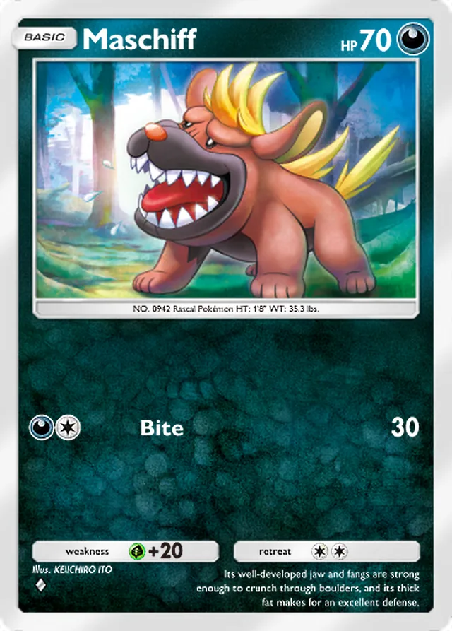 Maschiff, Paldean Wonders #067, Basic Darkness Pokémon, illustrated by KEIICHIRO ITO