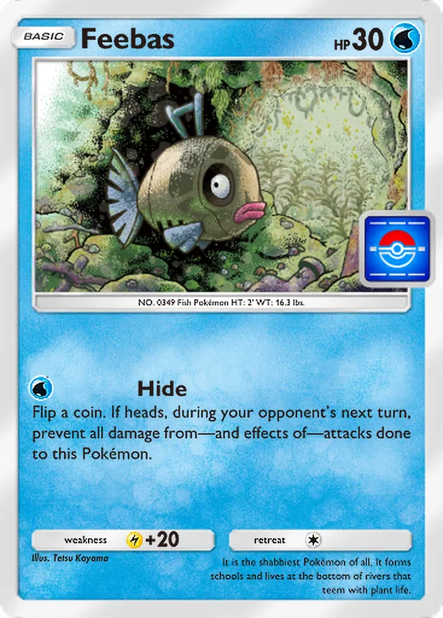 Feebas, Promo-B #072, Basic Water Pokémon, illustrated by Tetsu Kayama