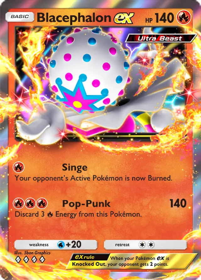 Blacephalon ex, Fantastical Parade #023, Basic Fire Pokémon, illustrated by 5ban Graphics