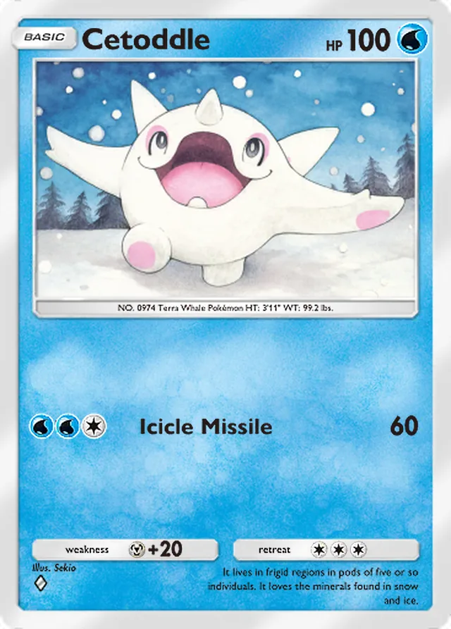 Cetoddle, Paldean Wonders #029, Basic Water Pokémon, illustrated by Sekio