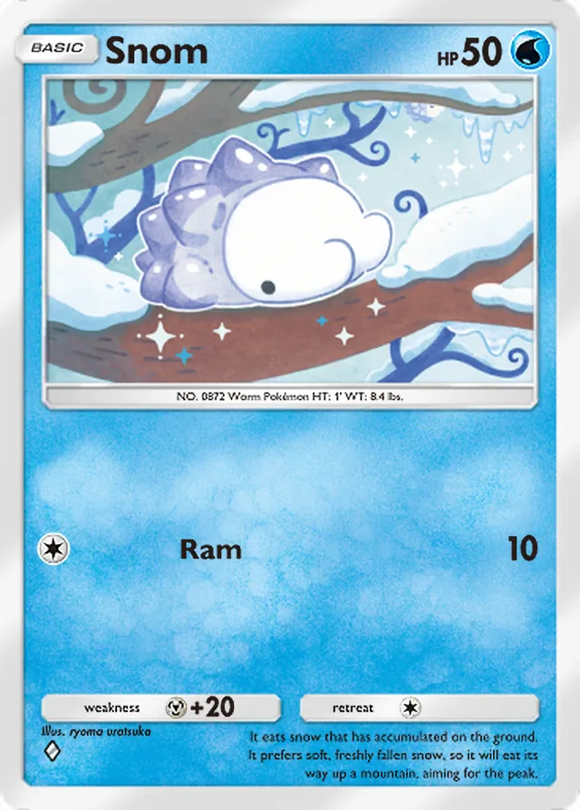 Snom, Genetic Apex #092, Basic Water Pokémon, illustrated by ryoma uratsuka