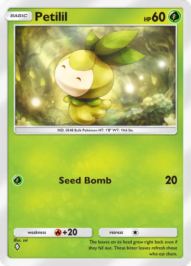 Petilil, Extradimensional Crisis #001, Basic Grass Pokémon, illustrated by sui