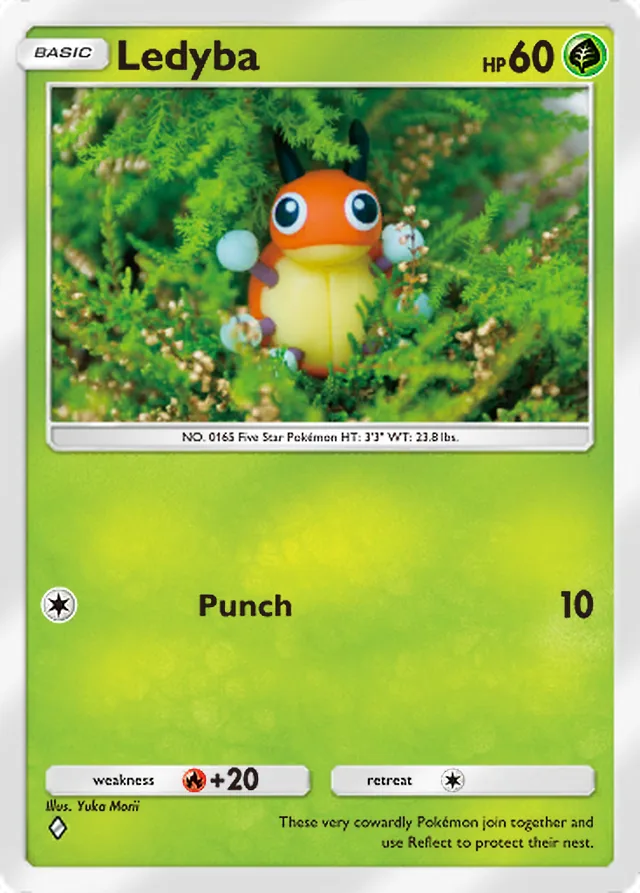 Ledyba, Fantastical Parade #001, Basic Grass Pokémon, illustrated by Yuka Morii