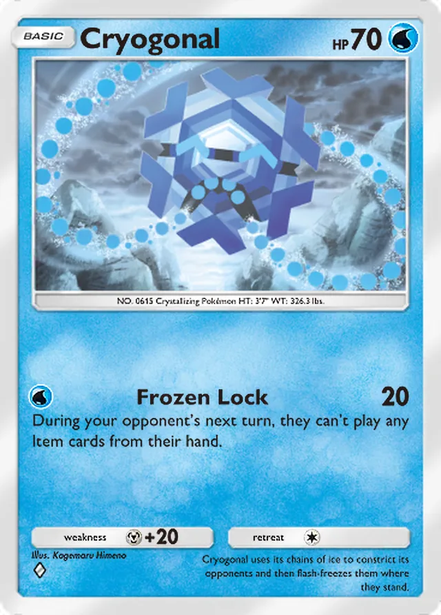 Cryogonal, Fantastical Parade #040, Basic Water Pokémon, illustrated by Kagemaru Himeno