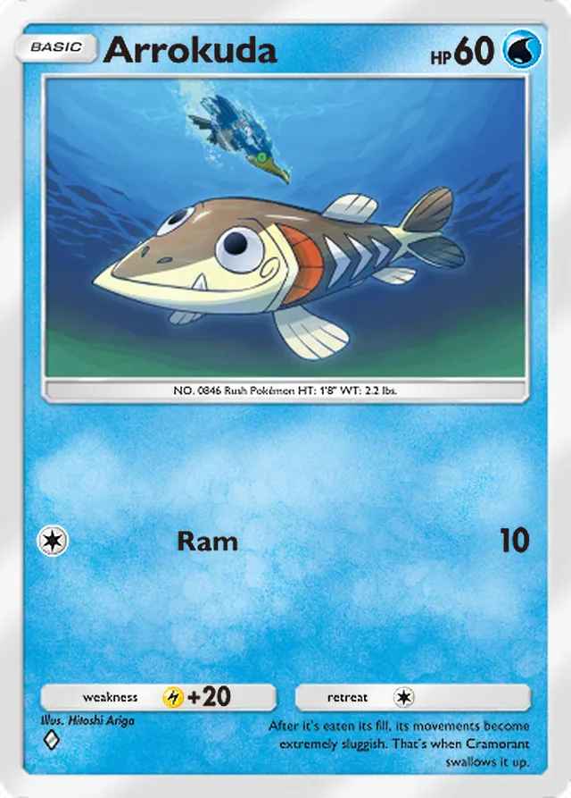 Arrokuda, Fantastical Parade #046, Basic Water Pokémon, illustrated by Hitoshi Ariga