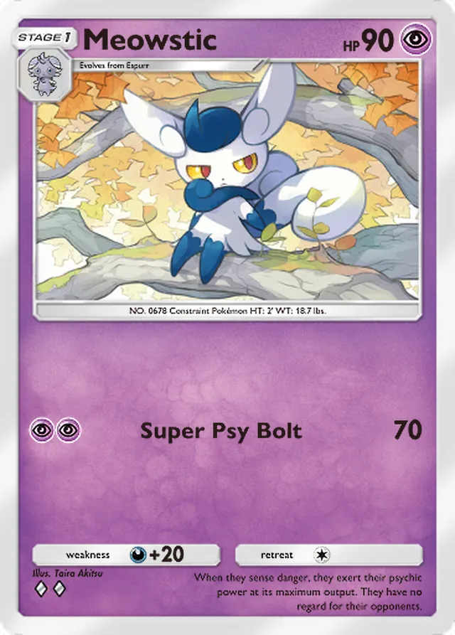 Meowstic, Team Rocket’s Ambition #032, Stage 1 Psychic Pokémon, illustrated by Taira Akitsu