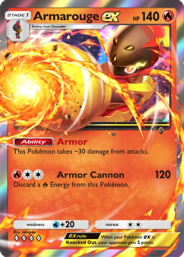Armarouge ex, Paldean Wonders #020, Stage 1 Fire Pokémon, illustrated by takuyoa