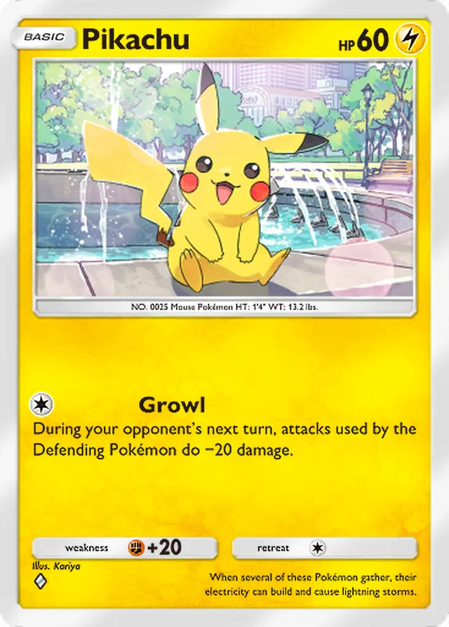 Pikachu, Ruler of the Skies #049, Basic Lightning Pokémon, illustrated by Kariya