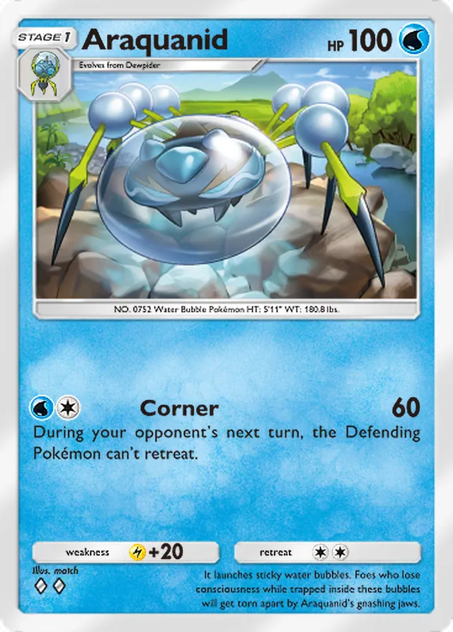 Araquanid, Ruler of the Skies #047, Stage 1 Water Pokémon, illustrated by match