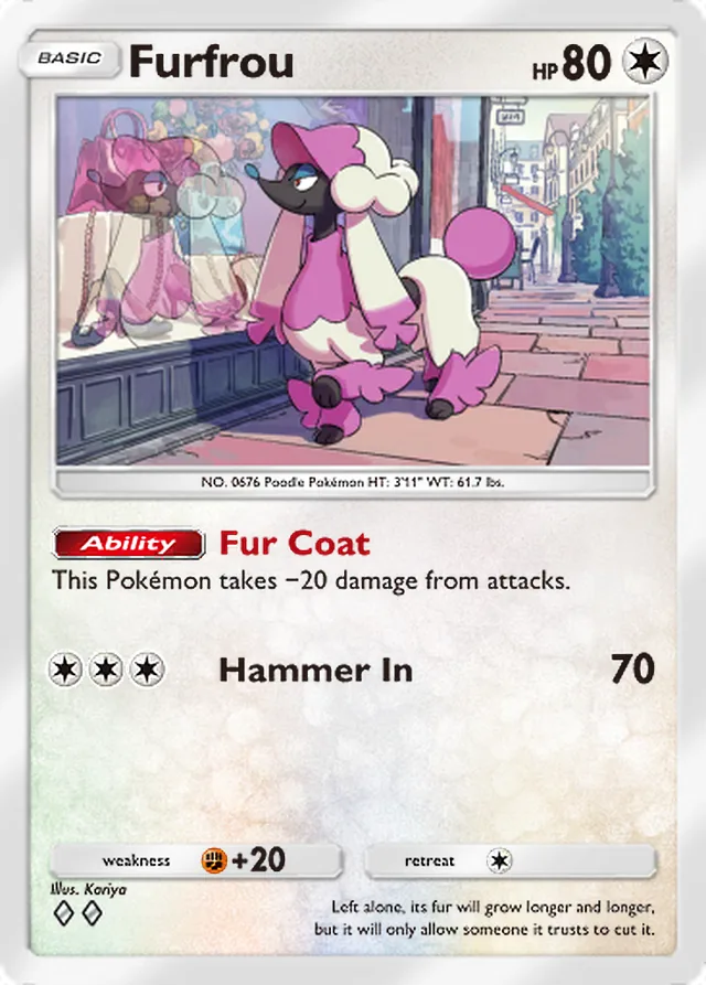 Furfrou, Fantastical Parade #141, Basic Colorless Pokémon, illustrated by Kariya