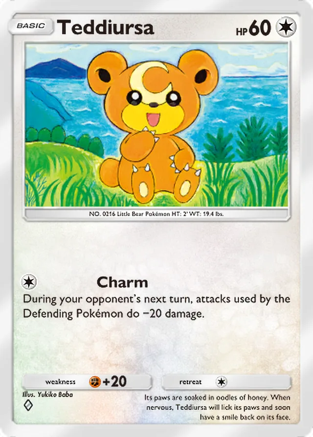 Teddiursa, Everyday Wonders #056, Basic Colorless Pokémon, illustrated by Yukiko Baba