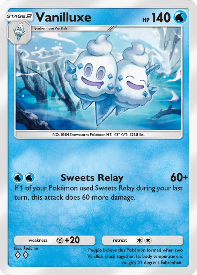 Vanilluxe, Fantastical Parade #039, Stage 2 Water Pokémon, illustrated by kodama