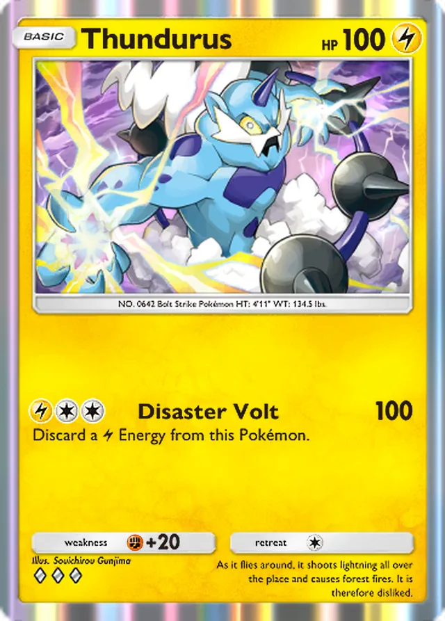 Thundurus, Ruler of the Skies #059, Basic Lightning Pokémon, illustrated by Souichirou Gunjima